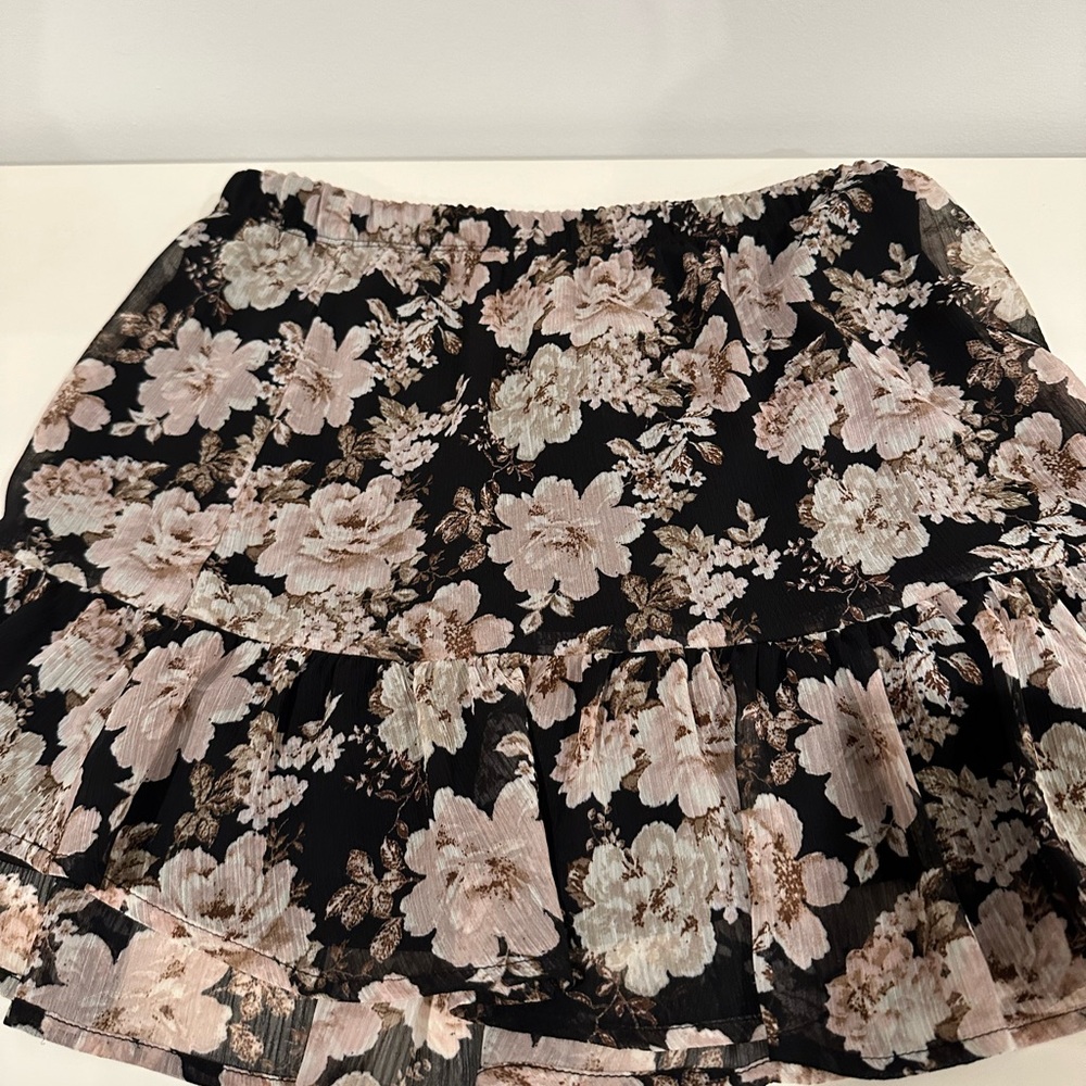 BP Nordstrom Brand Black Floral Mini Skirt